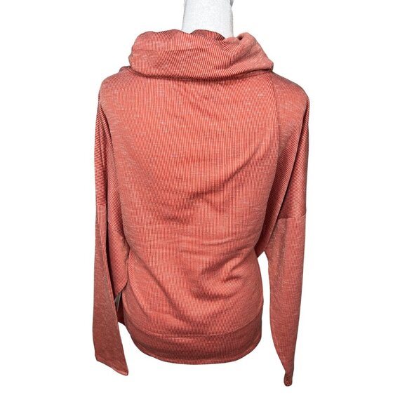 89th + Madison Womens Rusty Red Striped Cowl Neck Sweater Medium - Picture 2 of 11